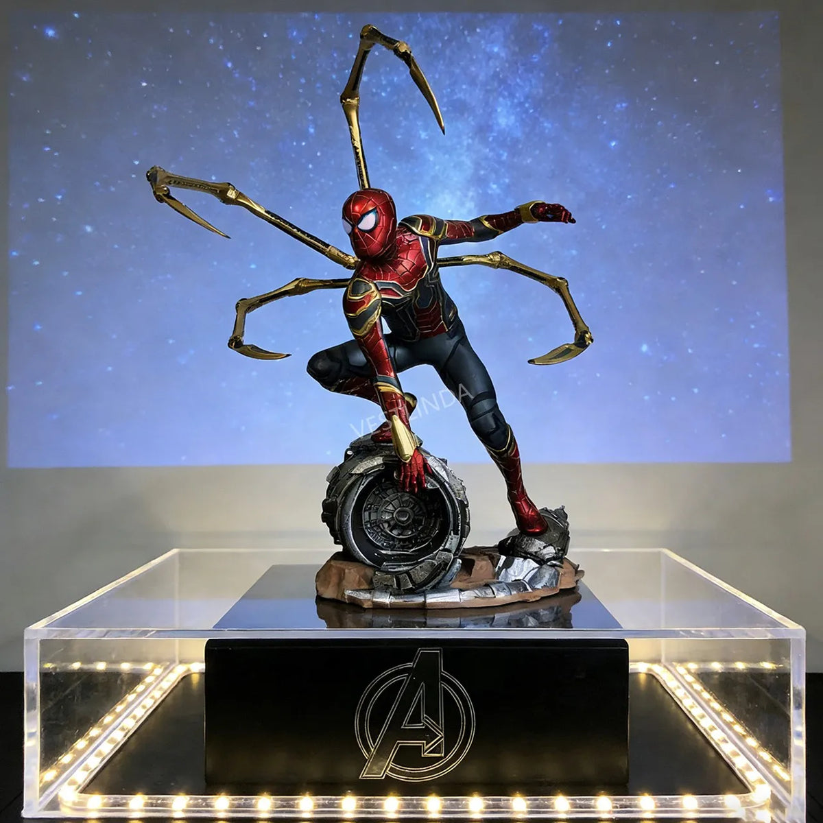 Marvel Figure Iron Spider — Wheel Perch 18cm (7.1") Collector Statue