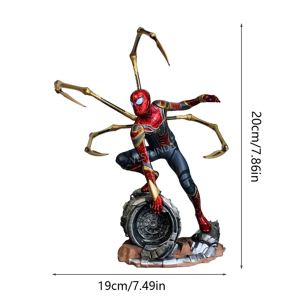 Marvel Figure Iron Spider — Wheel Perch 18cm (7.1") Collector Statue
